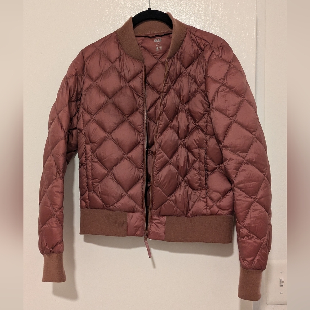Uniqlo Women's Quilted Bomber Jacket in Dusty Rose